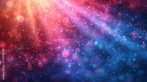 Vibrant pink and blue light rays with bokeh effect perfect for celebration and abstract backgrounds. © swissa