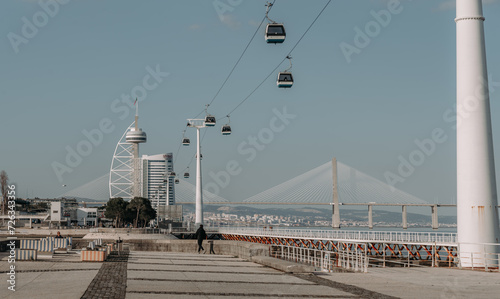Photo of city waterfront with the longest bridge in Europe