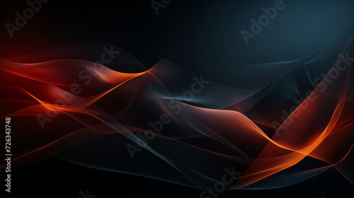 Elegant abstract red and black waves on dark background for design