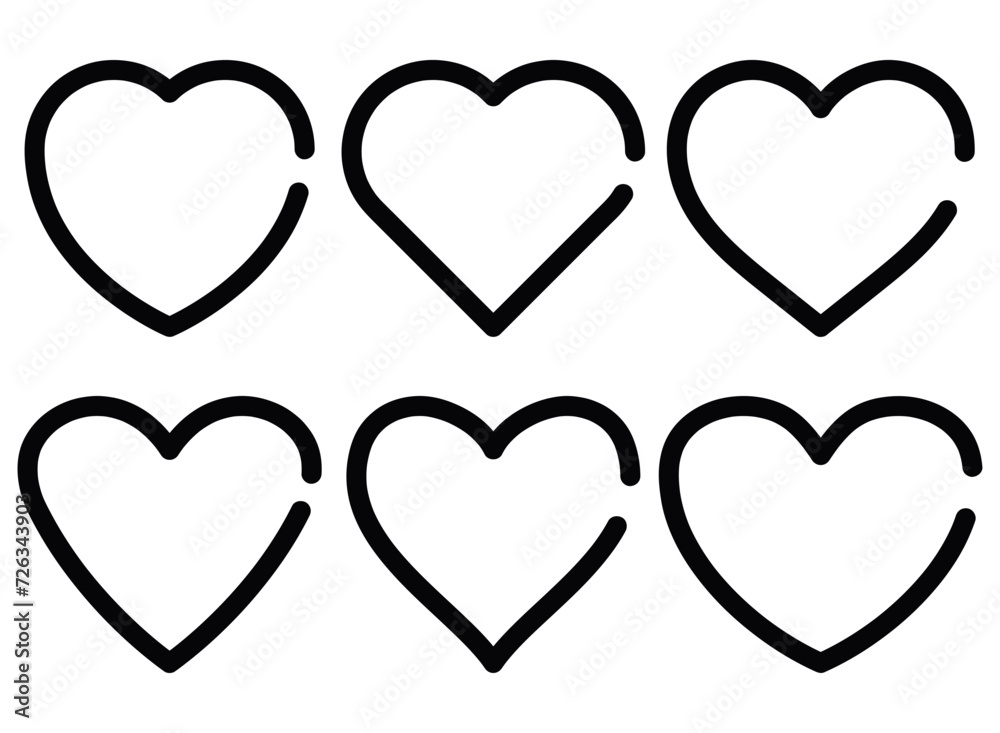 Split line hearts outlines