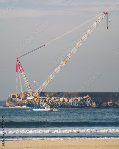 Crane for moving cargo in the port in Porto, Portugal.
