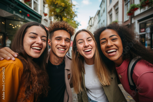 Group of happy multiracial friends enjoying a day downtown © Robert Kneschke