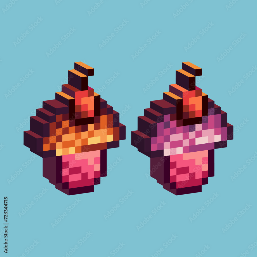Isometric Pixel art 3d of sweet cake icon for items asset.Pancake icon on pixelated style.8bits perfect for game asset or design asset element for your game design asset. Isometric Pixel art 3d of sweet cake icon for items asset.Pancake icon on pixelated style.8bits perfect for game asset or design asset element for your game design asset.