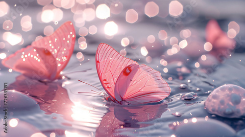 Surrealism with light pink butterflies © Rimsha