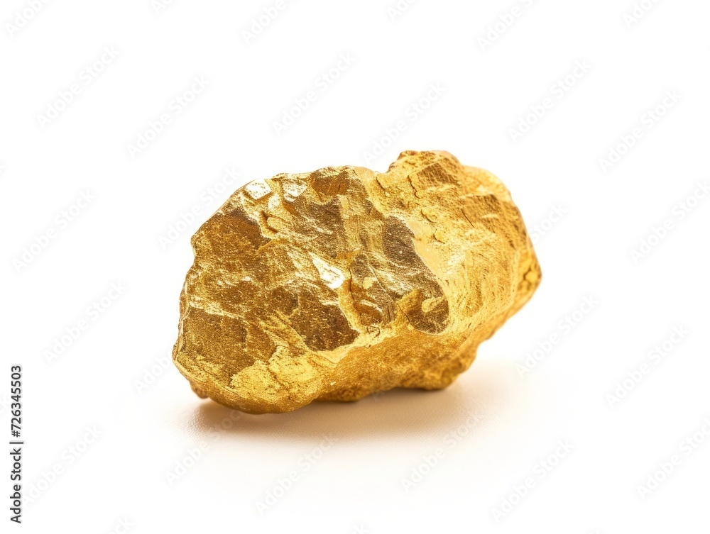 Textured Gold Nugget on White Surface Textured Gold Nugget on White Surface