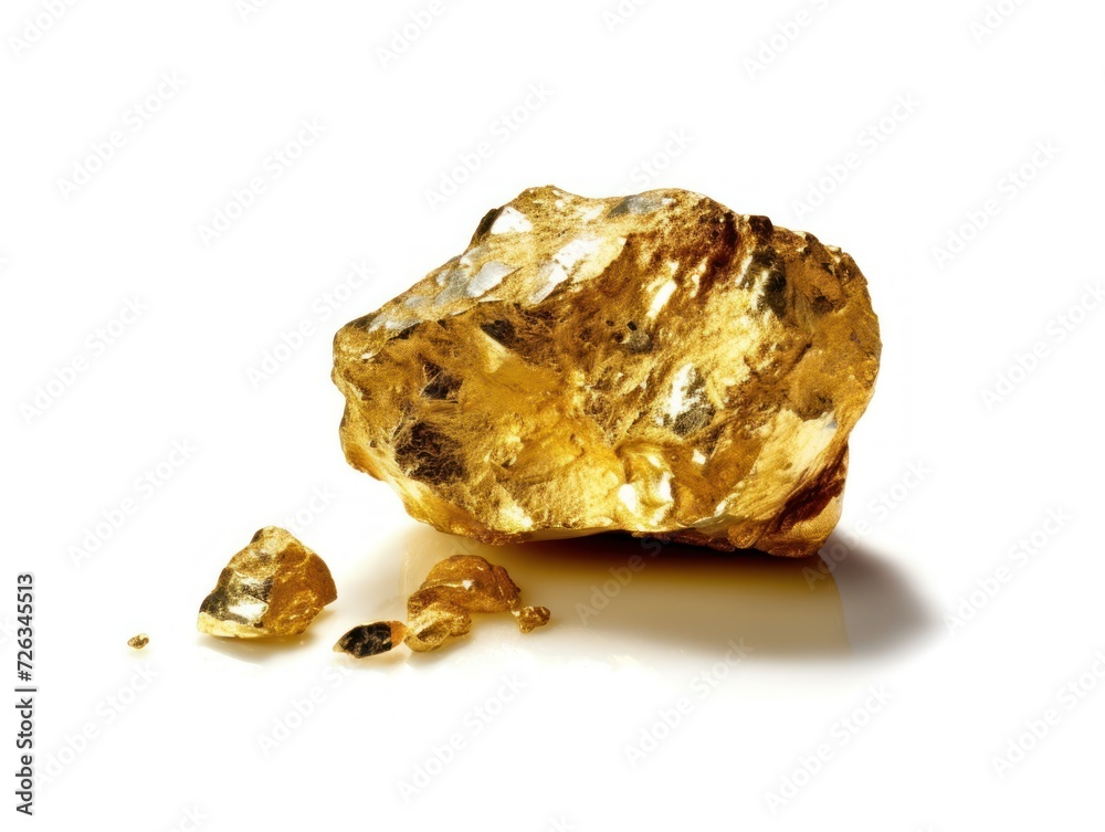 Gold Nuggets of Various Sizes on White Gold Nuggets of Various Sizes on White