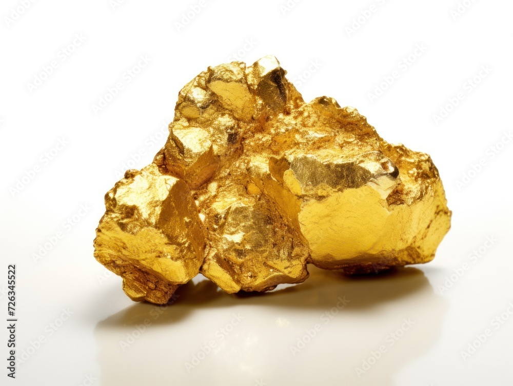 Complex Gold Nugget on Reflective Surface