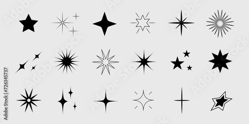 Sparkle Icons set. Twinkle stars collection. Shine star icons. Effect shine  glitter  twinkling and clean. Star sparkle icon. Vector illustration.