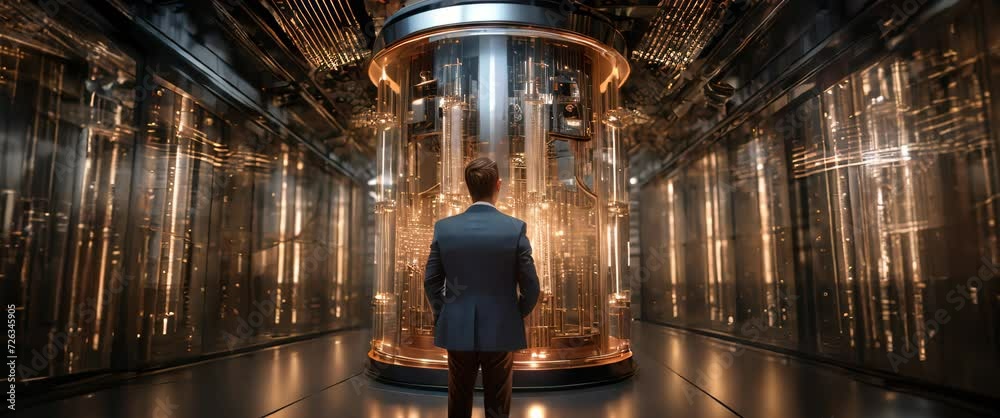 Envisioning the Quantum Leap: A Glimpse into Advanced Computing, with Copy Space, Panorama, AI Generated