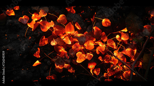 The eternal beauty of glowing embers against a backdrop of profound darkness