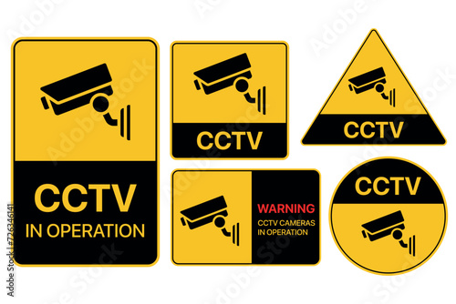 Cctv warning signs set