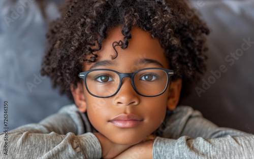 Close Up of a Multiracial Child Wearing Glasses © JO BLA CO
