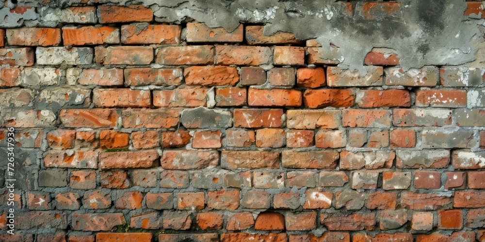 Naklejka premium Peeling Paint on an Old Brick Wall
