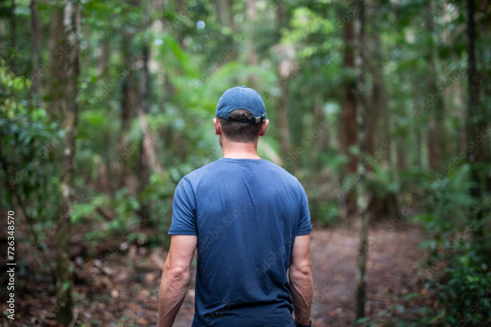 Fototapeta premium VIew of a man in a cap