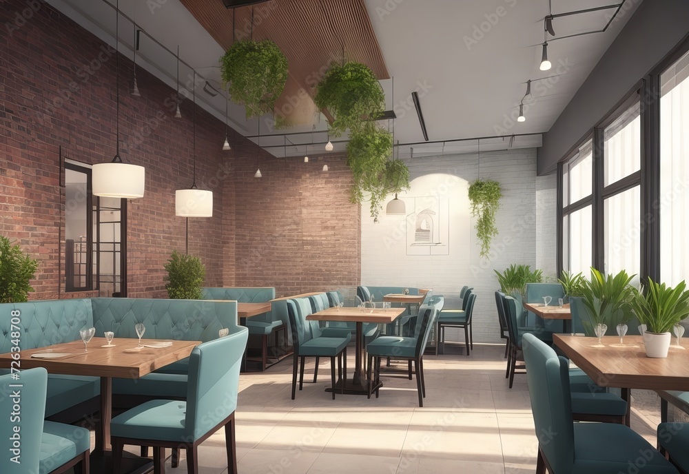 Obraz premium Restaurant interior visualization 3d illustrati