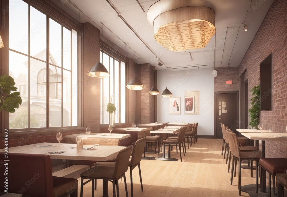 Restaurant interior visualization 3d illustrati Restaurant interior visualization 3d illustrati