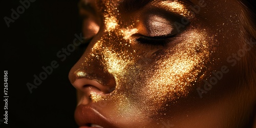 Woman With Gold Glitter on Her Face
