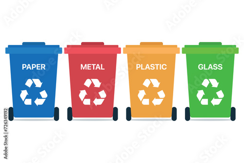 Recycle bins trash sorting