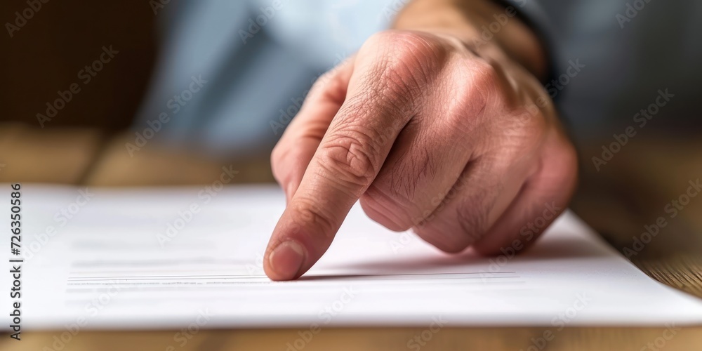 Obraz premium Man Pointing at Paper