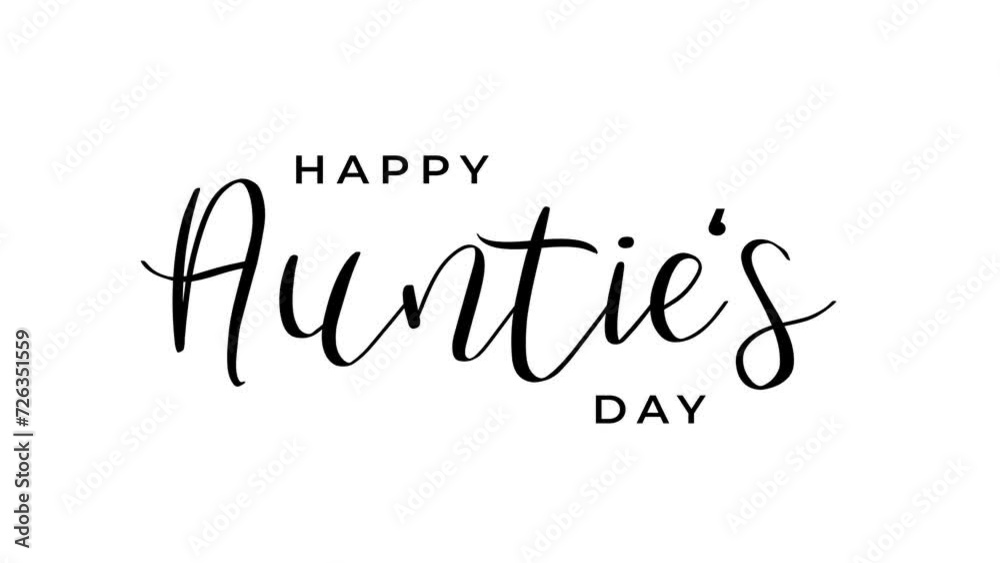 Happy Auntie's Day Animation on White Background. Great for Auntie's Day Celebrations, lettering with alpha or transparent background, for banner, social media feed wallpaper stories Happy Auntie's Day Animation on White Background. Great for Auntie's Day Celebrations, lettering with alpha or transparent background, for banner, social media feed wallpaper stories