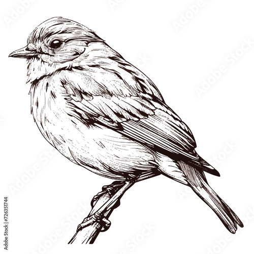 A Simple Tattoo of a Dunnock - 2D Flat Vector Style photo