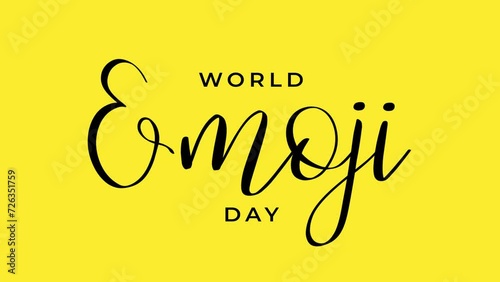 World Emoji Day Animation Text. Great for Emoji Day Celebrations, lettering with transparent background, for banner, social media feed wallpaper stories photo