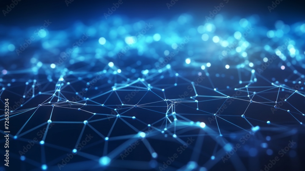 Blue futuristic space: 3d rendering abstract background with connected dots and lines Blue futuristic space: 3d rendering abstract background with connected dots and lines