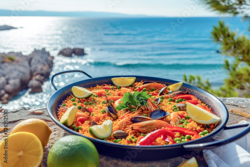 Indulging in Delightful Paella with an Ocean View, Embracing the Coastal Breeze in a Relaxed and Enjoyable Atmosphere.