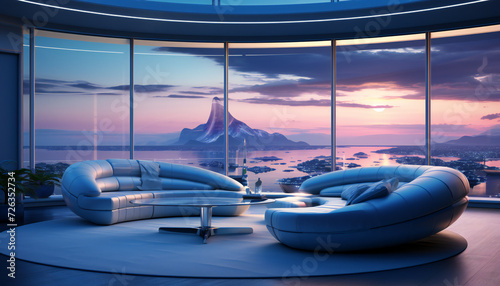Recreation of modern room with a multiverse landscape #726352734