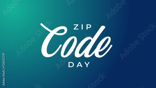 ZIP Code Day Handwritten Animated Text. Great for Celebrations, lettering with alpha or transparent background, for banner, social media feed wallpaper stories