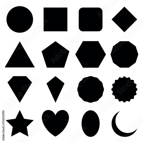 Set of shapes vectors black colour
