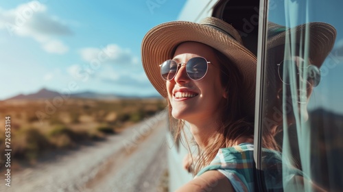 woman in sunglasses, Journey Through Picturesque Landscape
