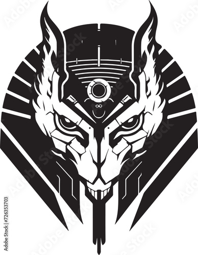 Modern strict logo template of abstract cat or sphinx head. Vector illustration of cat or sphinx for print, poster or logo