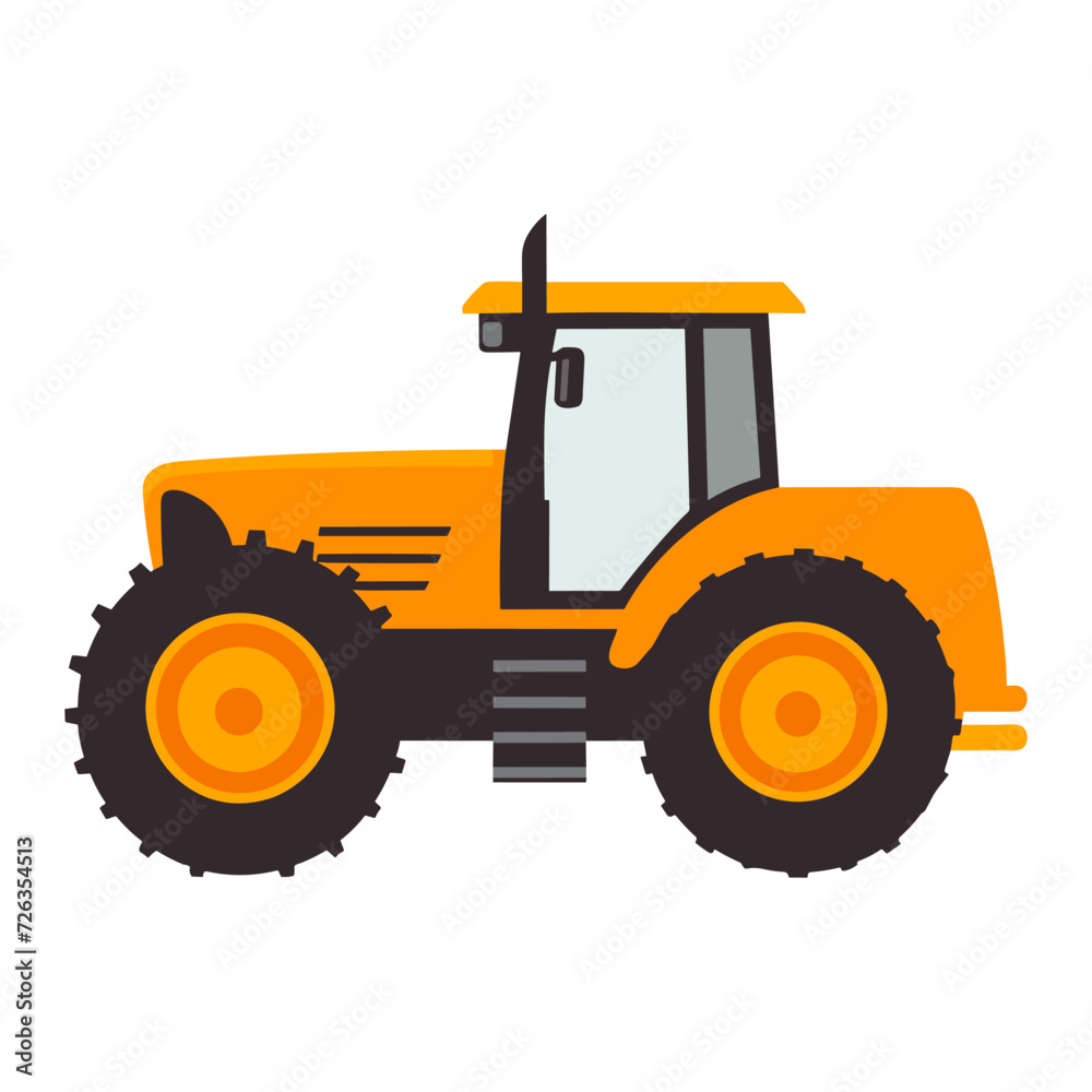 Tractor illustration vector art isolated on a white background, A Farm transport outline flat icon