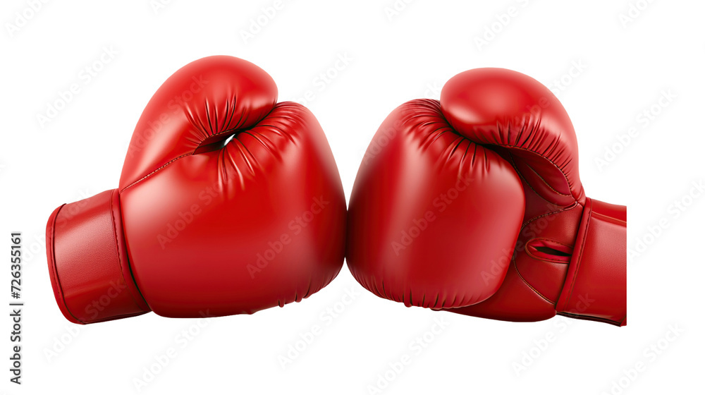 red boxing gloves on transparent background