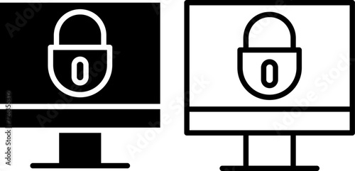 device lock icon, sign, or symbol in glyph and line style isolated on transparent background. Vector illustration