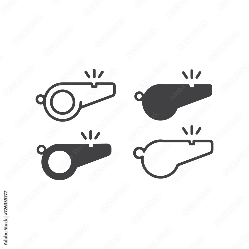 Whistle icon. Vector sign of police and judges. Isolated background.