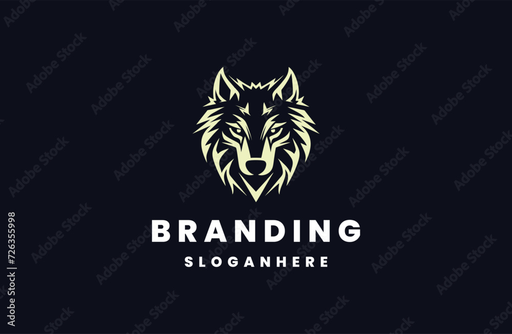 luxury wolf head vector logo design template luxury wolf head vector logo design template
