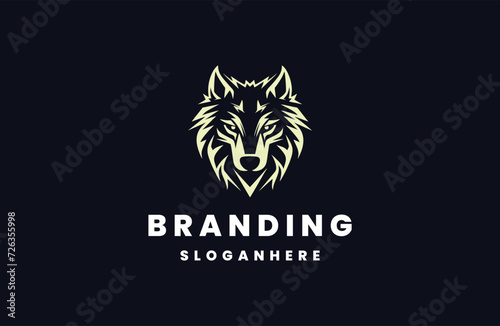 luxury wolf head vector logo design template