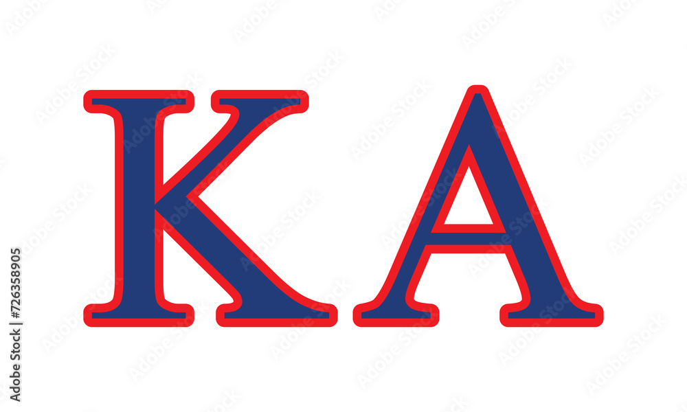 Kappa Alpha greek letter, KA greek letters, KA - obrazy, fototapety, plakaty 