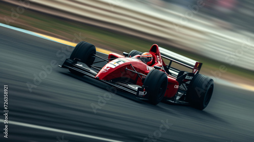 A racing car speeding on a track captured during a high-stakes competition. © Melvin