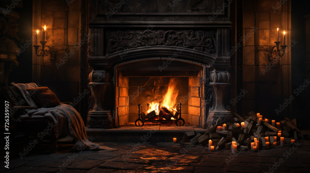 Fire in the fireplace