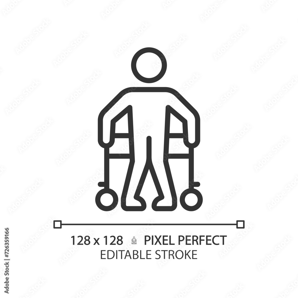 Cerebral palsy linear icon. Physical disability, genetic disorder. Lifelong medical condition. Special needs. Thin line illustration. Contour symbol. Vector outline drawing. Editable stroke Cerebral palsy linear icon. Physical disability, genetic disorder. Lifelong medical condition. Special needs. Thin line illustration. Contour symbol. Vector outline drawing. Editable stroke