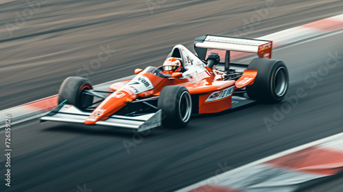 A racing car speeding on a track captured during a high-stakes competition.