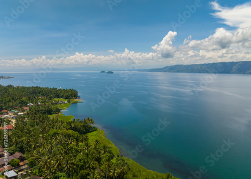 Lake Lanao in Lanao del Sur. Blue sky and clouds. Mindanao, Philippines. Travel concept. photo