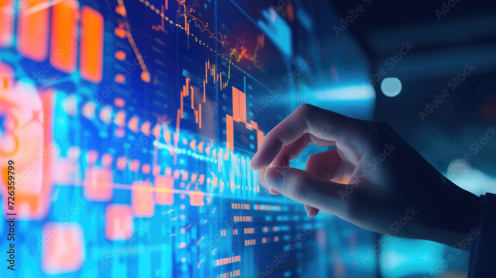 Detailed view of a financial expert's hand adjusting interest rate figures on a digital screen. --ar 16:9 --stylize 50 --v 6 Job ID: a01c78e7-9b05-4955-9343-f673d285f37e Detailed view of a financial expert's hand adjusting interest rate figures on a digital screen. --ar 16:9 --stylize 50 --v 6 Job ID: a01c78e7-9b05-4955-9343-f673d285f37e
