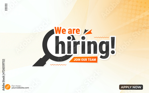 We're hiring banner design. We are hiring job announcement template design employee vacancy announcement vacant position vector.