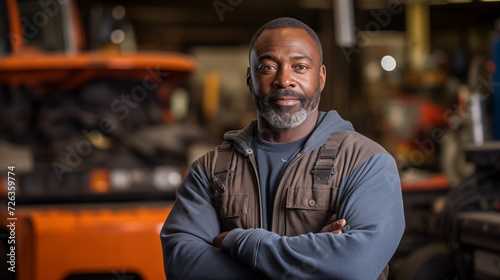  portrait of a middle age mechanic with his knuckles in his hands, 