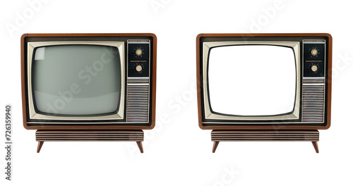 retro tv with 2 style isolated on transparent background, old television
