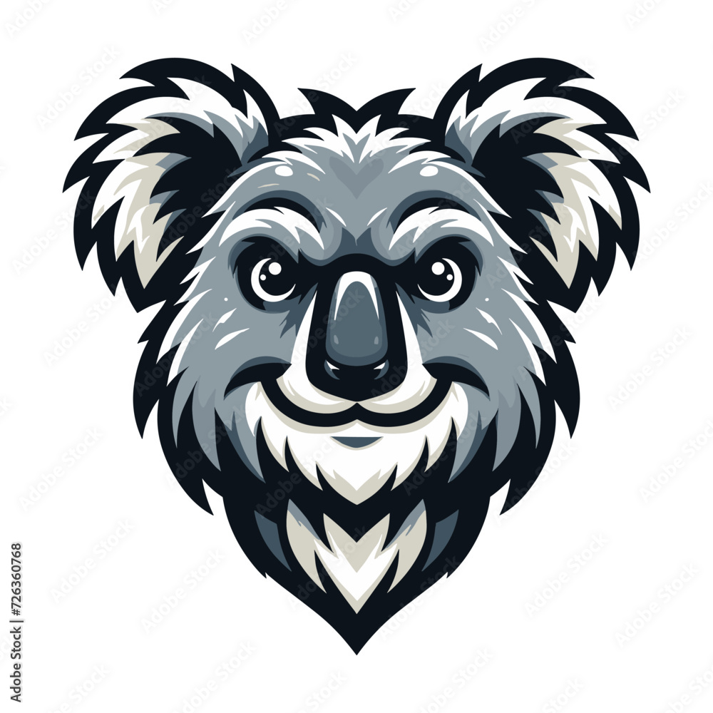 Cute adorable koala head face, Australian animal cartoon character vector illustration, flat design template isolated on white background Cute adorable koala head face, Australian animal cartoon character vector illustration, flat design template isolated on white background